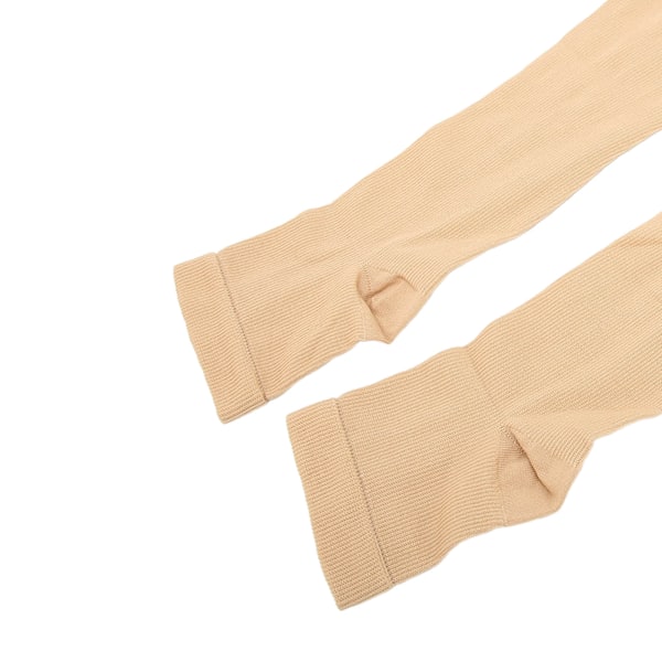 Nylon Kompressionsstrømper med lynlåsdesign Fremmer Blodcirkulation Åben tå Kompressionsstrømper Hudfarve S/M