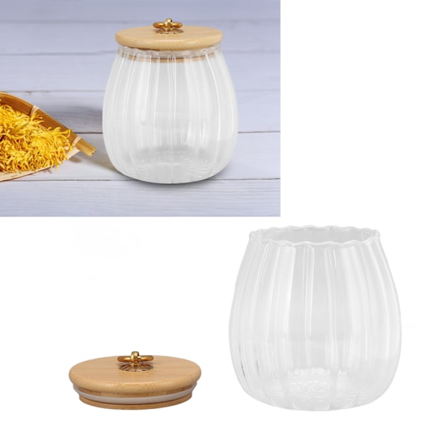 Mångsidiga Förvaringsglasburkar med Bambulock, Lufttät Försegling för Matkonservering, Klar Blommönsterdesign för Enkel Övervakning, Idealisk för Kaffe, Te,