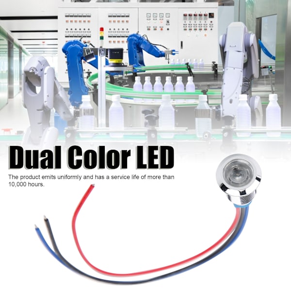 4 Set PreWired Runda LED-lampor Mini Common Anode 2-färgs Indikatorlampor 10mm 110220V (Röd och Blå)
