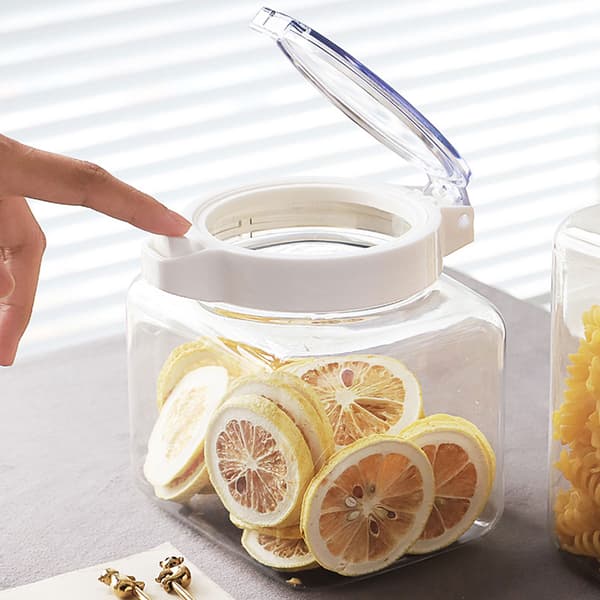 Fødevareopbevaringsglas med trykfunktion, transparente forseglingsglas, køkkenopbevaringsbeholdere med let vask funktion, lufttætte tørfoderbeholdere til sukker