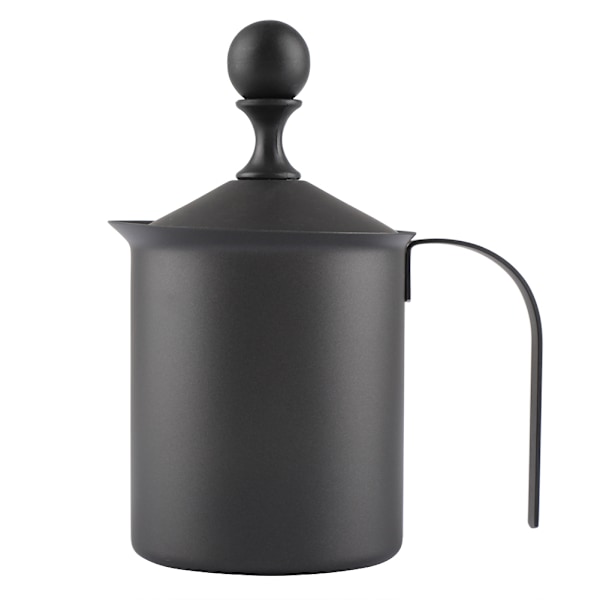 Manuell mjölkskummare i rostfritt stål med dubbelt nät, för kaffeprydnad (800 ml)