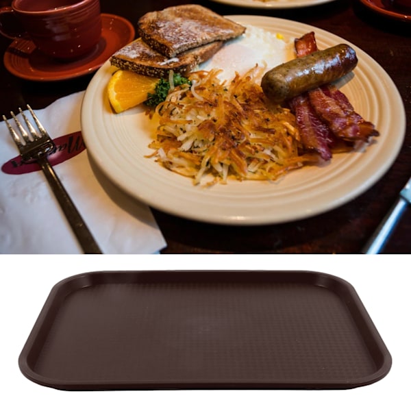 2 st Fast Food Brickor Stapelbara Rektangulära Lätta Halksäkra PP Serveringsbrickor för Restauranger Kaféer Brun