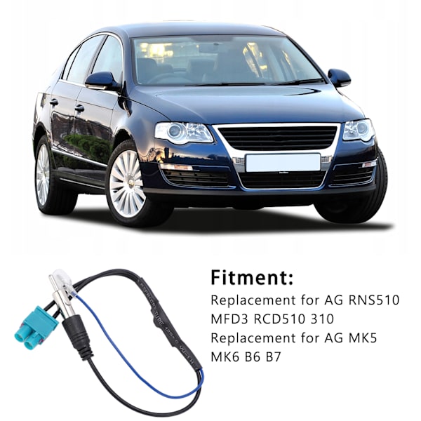 Auton RF-radioantenniadapteri, kaksois-FAKRA, vahvistimella, korvaa AG RNS510 MFD3 RCD510 310