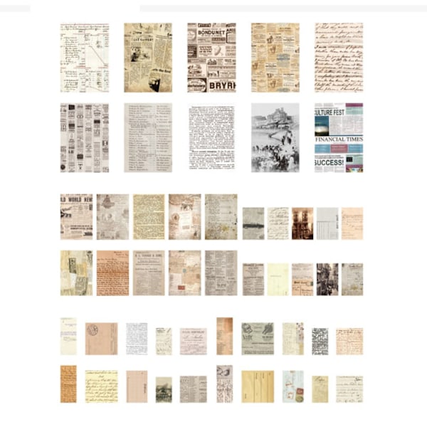 100 Ark Antika Scrapbook Stickers Vintage Decoupage Papper Mångsidiga DIY Journaling Hantverk