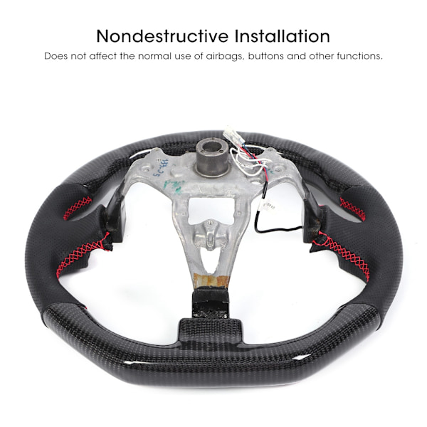 LED Performance Carbonfiber Race Display Rattet med Perforeret Læder og Rød Syning Passer til Nissan Skyline GT-R R34 1999-2002