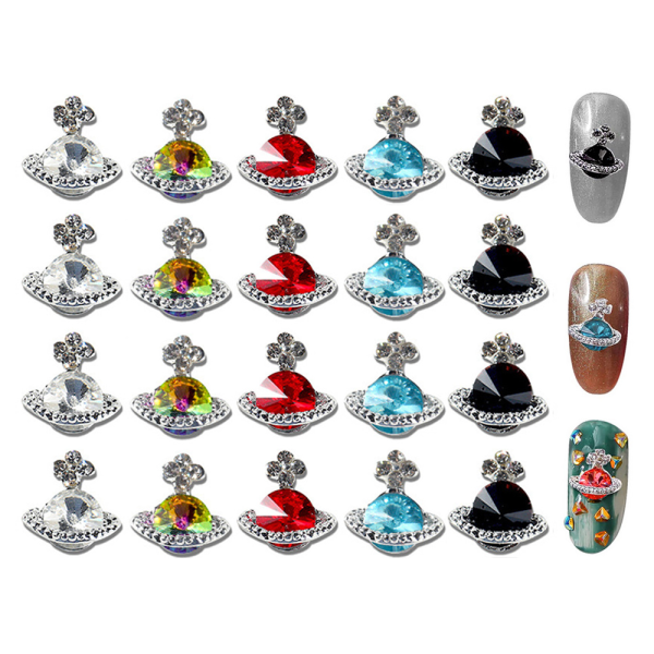 20 st 3D Nail Rhinestones,Planet Nail Charms Shiny Saturn