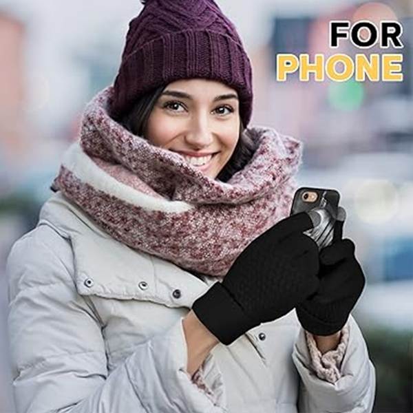 2 stk. vinter touch screen handsker strikkede handsker elastisk manchet vinter varme handsker black