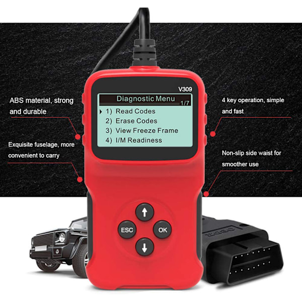 Bilfeldiagnostikverktyg, Felavläsare för Bilar, OBD2-läsare, Motorfeldiagnostik, Check Engine Light-läsare