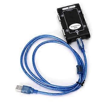 9-pin USB 2.0 til 4 porte RS232 Seriel DB9 COM Controller Konnektorer Adapter Hub Sort