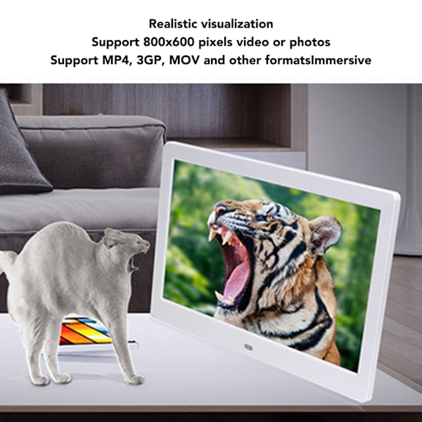 8 Tums Digital Foto Ram IPS Full 800x600 HD Skärm Klocka Kalender Display Inbyggd Högtalare Elektronisk Bildram För Heminredning EU-kontakt