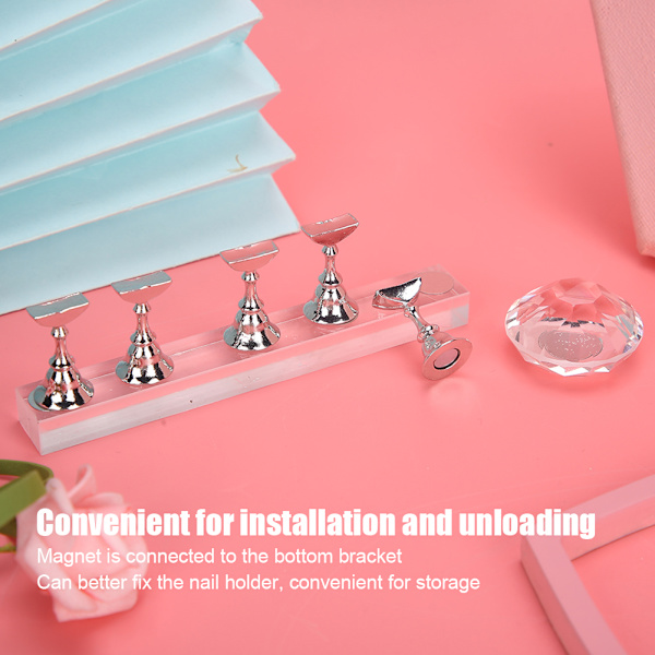Nagelkonst Display Stativ Magnetisk Nagel Fingernagel Spets Hållare Manikyr Set Verktyg6#