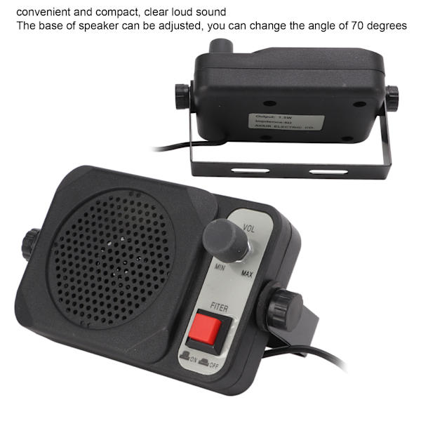 Kätevä ulkoinen kaiutin walkie-talkieille 8 ohmia, voimakas ääni, HiFi, säädettävä äänenvoimakkuus YAESU:lle, KENWOOD:lle