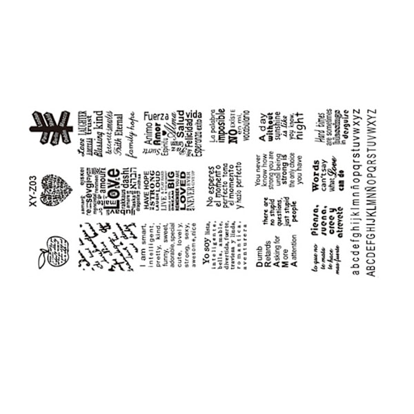 Rektangulær neglkunst-stemplingsplate i rustfritt stål, DIY-manikyr, trykkbildemal z03#
