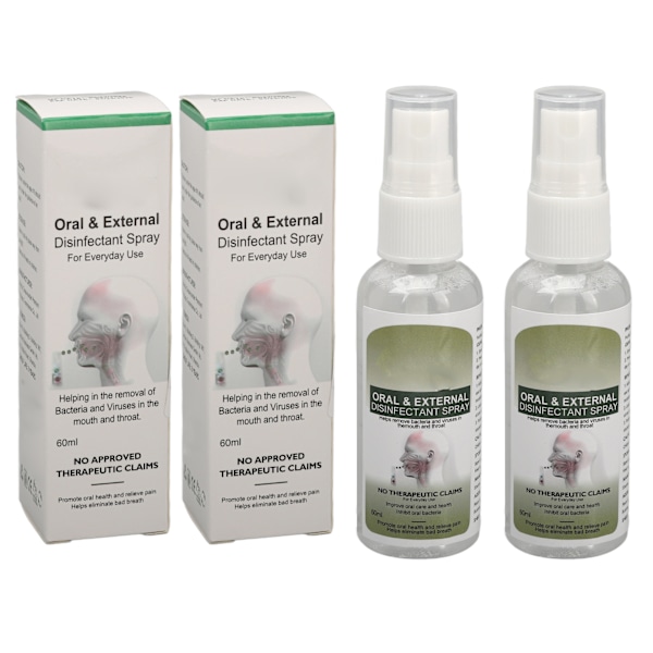 2 st Munspray 60ml Tandköttsreparation Lindrar Torr & Klåda i Munnen Minskar Dålig Andedräkt Munspray