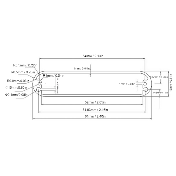 Elektronisk boks af aluminiumlegering, integreret projektindkapsling til printkort 13x61x100mm