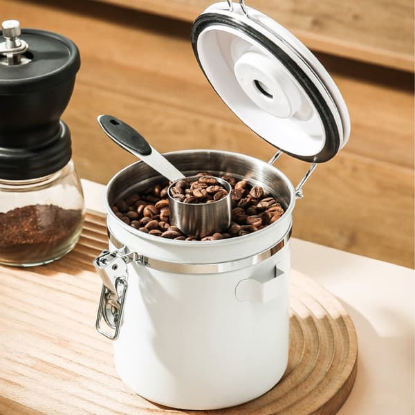 Innovativ Forseglingsmetode Kaffebeholder, 304 Spiselig Rustfritt Stål, Høykvalitetsmateriale Med Ekstra Kaffeskje, Lufttett Rustfritt Stål