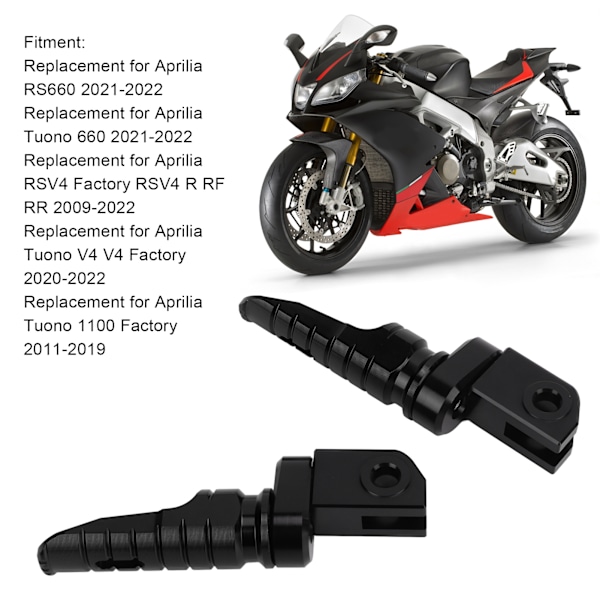 2 stk. Motorcykel Forreste Fodstøtter CNC Aluminium Legering Fodstøtte Udskiftning til Aprilia RS660 RSV4 Tuono 660 V4 1100 Sort