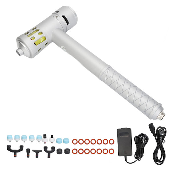 3-i-1 Shockwave Behandlingsmaskin 9 Växlar 2 Funktioner Kiropraktisk Justering Djup Muskelmassager Silver 100‑240V EU-kontakt
