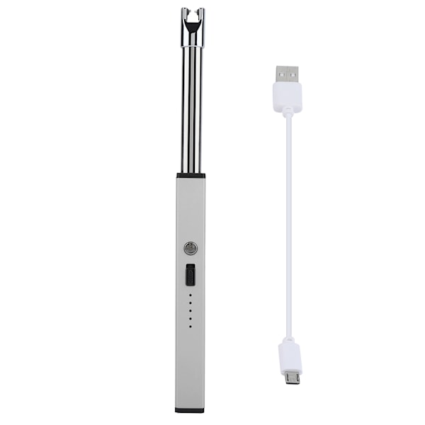 USB Laddningsbar Vindtålig Flammlös Elektrisk Bågtändare Bärbar BBQ Picknick Tändare Matt Silver