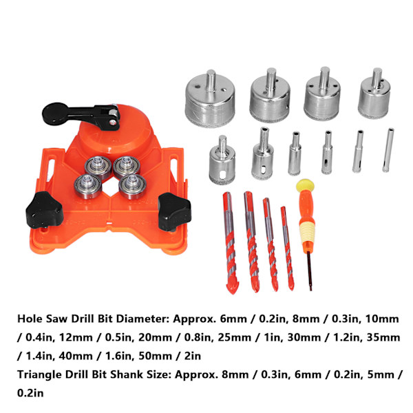 16 st Diamantborr Bits Hålsåg 6‑50mm Fräsborrverktygssats för Kakel Trä Orange