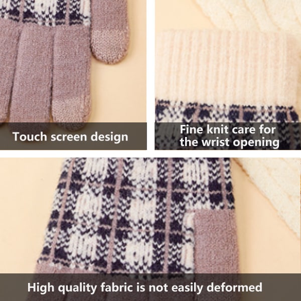 Vinter berøringsskjerm for kvinner, magiske hansker i ull, varmstrikket fleece Li