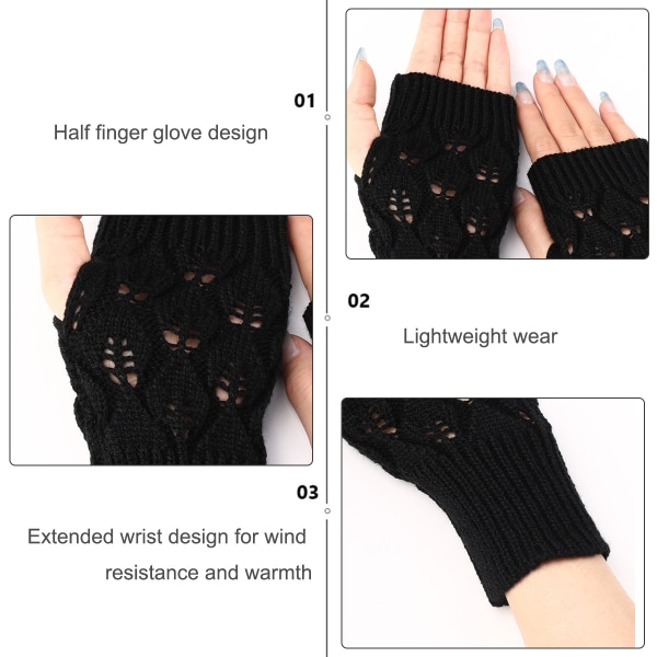 Vinterarmvarmere vanter Strikkede fingerløse handsker til kvinder,