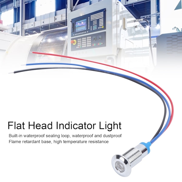 4-pakks Metall LED Indikatorlys Felles Katode Lampe Industriell Kontrollkomponenter 8mm 12‑24V Rød og Blå