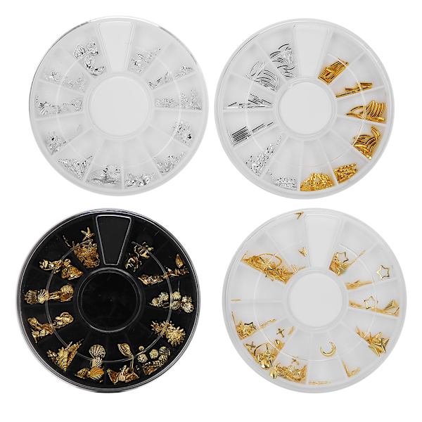 4 Ask Nagelkonst Hål Ornament Nagelkonst Manikyr Hantverk DIY Dekoration Glitter Tillbehör
