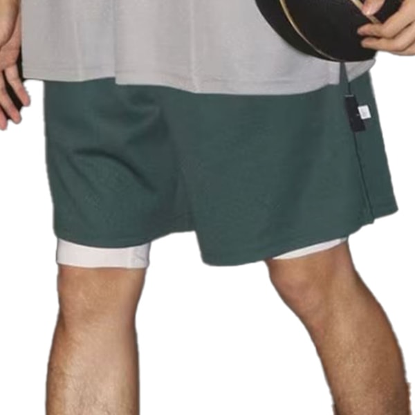 Mænds Shorts med Snøre, Sidelommer, Løstsiddende, Casual Sportsbukser til Hjemmetræning XL Grøn