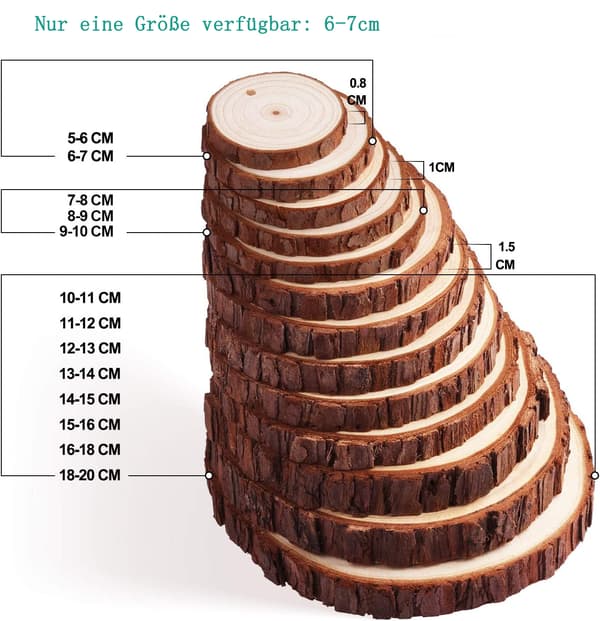 Træskiver 30 stykker træskiver 6-7 cm Ubehandlede træcirkler