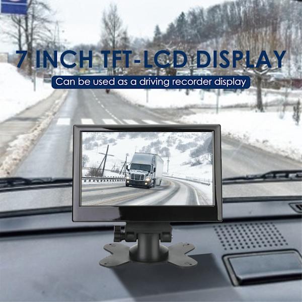 7 tum Backspegelmonitor för Bil 12 till 24V 170 Grader Vidvinkel Färg LCD HD Tvåvägs Videoingång för Lastbil Trailer Van Fordon 4LED Ljuskamera