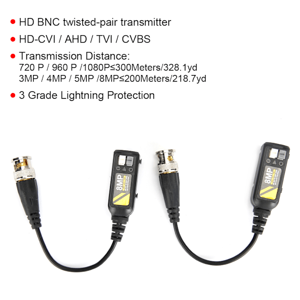 8MP CVI / AHD / TVI / CVBS HD BNC Twisted Pair Sändaröverföringsbalun
