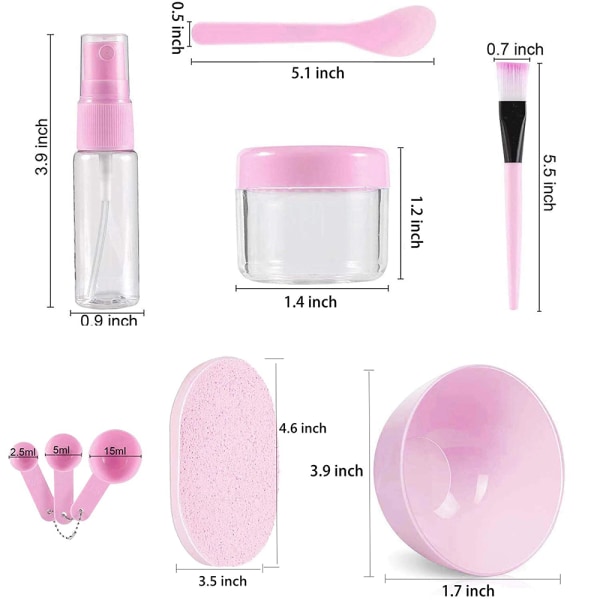 Pink 9-delt sæt maskeværktøjer 3 stk (pink gul blå) silikone