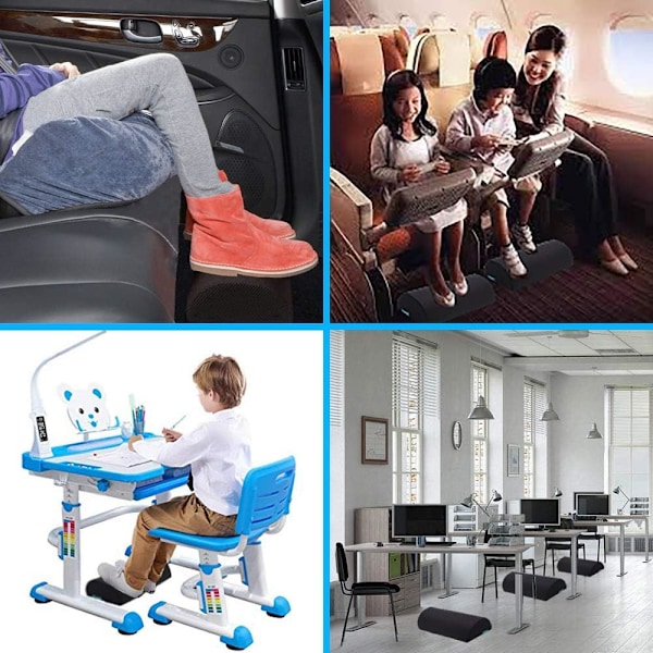 Bärbart Komfort Fotstöd Under Skrivbordet, Halkfri Ergonomisk Fotpallskudde i Memory Foam, Halvcirkelformad Design för Optimal Benavlastning, Förbättra Hållningen