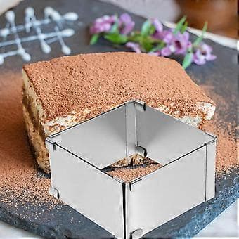 Firkantet Mousseform Kakeform i rustfritt stål Mousse Kutter Kakeform Dessertring Bakverkform Bakeverktøy (Sølv)
