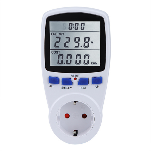Bakgrundsbelyst Power Multifunktionell Smart Energimätare Uttag (Vit Bakgrundsbelysning EU-kontakt 230V)