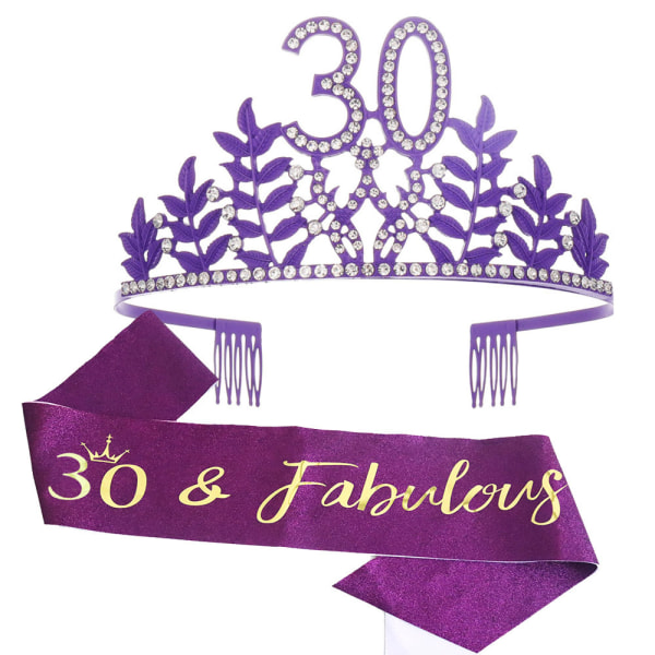 30-årsdag Sash & Rhinestone Tiara Kit, Gratulerer med 30-årsdagen G
