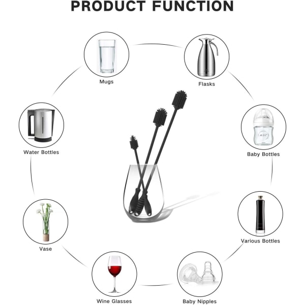 Silikonflaskborste, Flaskrengöringsborstar Vattenflaska