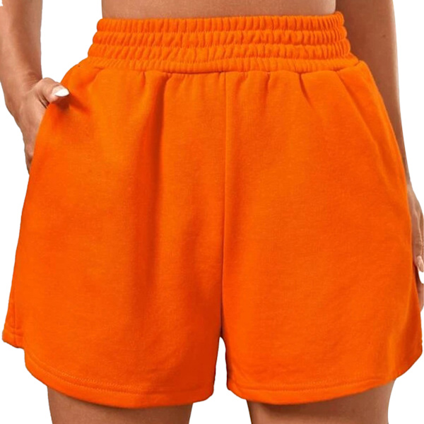 Vida Byxor Elastisk Hög Midja Enfärgad Casual Sittande Sportbyxor för Kvinnor Dejting Orange S