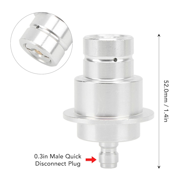 CO2-adapter i aluminiumlegering 0,3 tommer rask kobling slitesterk høy hardhet brusmaskintilkobling sølv