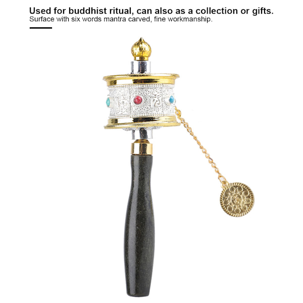 Legering Tibetansk Buddhism Sex Ord Mantra Handvev Buddhistisk Bönrulle (Silver)