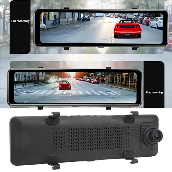 10,1 tum Spegel Dash Cam HD 4K IPS Full Touch Screen 170° Vidvinkel Dubbla Linser med Carplay Funktion för Bil