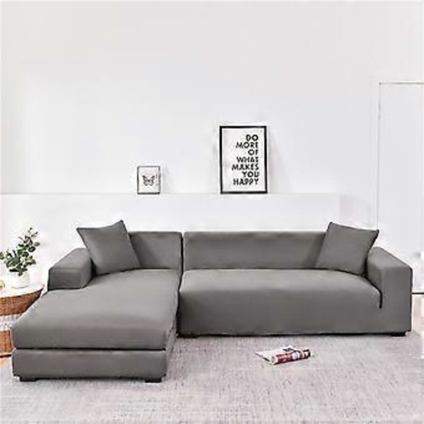 Elastisk sofatrekk, komfortabelt stretchstoff (Grå, 180-230cm)