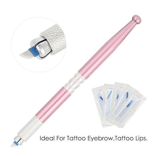 Ögonbryns Tatueringsset Manuell Penna Övningshud Pigment Nål Blad Ringkopp Tatueringsset 3#
