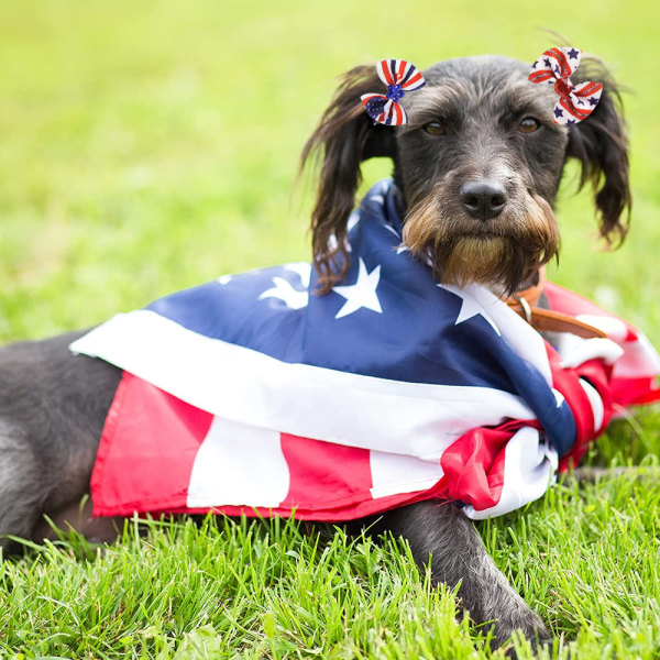 6 stk. Patriotiske Hundesløjfer 4. juli Hundesløjfer