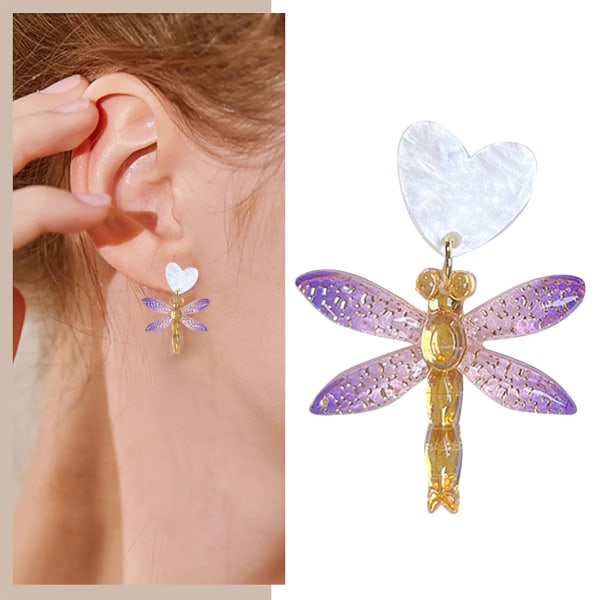 1 par Dragonfly øreringe lette akryl farvede øreringe L