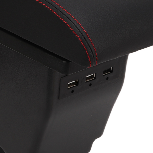 Armlænsboks til bil Sort Central Konsol Armlæn Opbevaringsboks Rød Syning med USB Interface Udskiftning til Suzuki VITARA