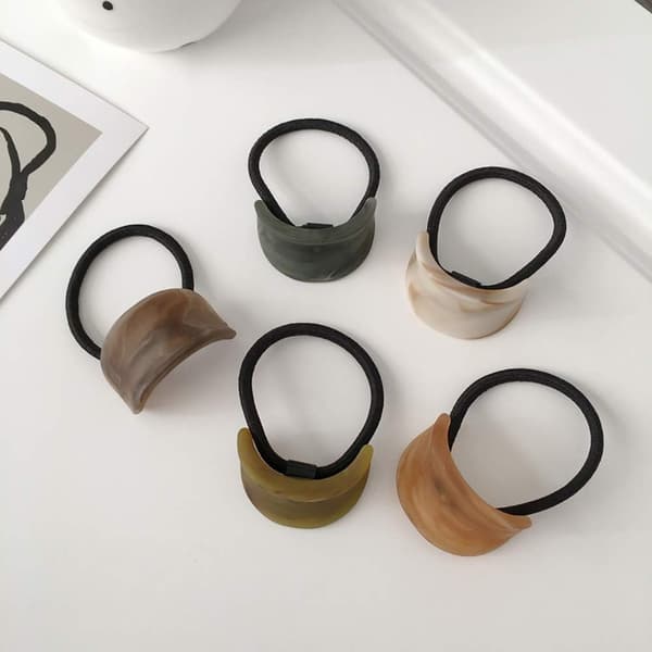 Stilig oval hårstrikk, celluloidacetat, skånsom elastisk strikk for daglig bruk (3-pakning)