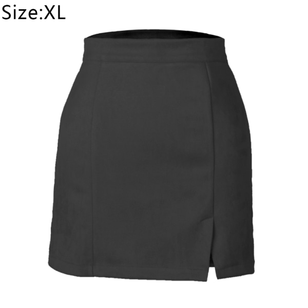 Højtaljet mini stram nederdel i ruskind