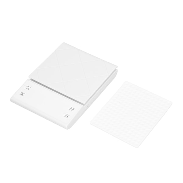 3kg/0,1g LED-display Elektronisk Våg Portabel Timer Köksvåg Kaffevåg med Halkskydd Vit